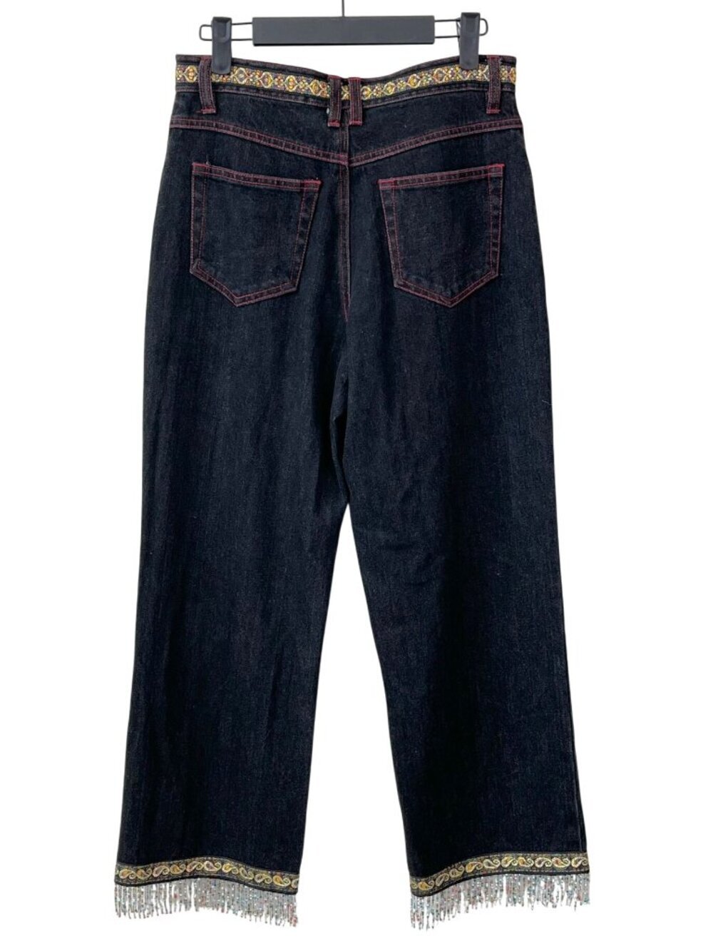 Sooki Vintage Y2K Beaded Fringe Embellished Black Jeans Size 10 Boho - Picture 3 of 10